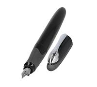 Online fountain pen Air Black, ergonomic ink pen for school/college, soft triangle shape, iridium nib medium, standard ink cartridges, refillable, ideal for beginners, pupils & students, 20072/3D