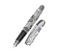 Online fountain pen College Angry Animals, ink fountain pen for right-handers, ergonomic grip, high-qual. iridium nib medium, standard ink cartridges, incl. combi cartridge blue, for allergy sufferers