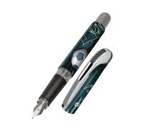 Online fountain pen College Champion, ink fountain pen for right-handers, ergonomic grip, iridium nib medium, standard ink cartridges, incl. combi cartridge blue, for allergy sufferers