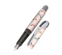 Online fountain pen College Dachshund, ink fountain pen for right-handers, ergonomic grip, iridium nib medium, standard ink cartridges, incl. combi cartridge blue, for allergy sufferers