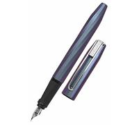 Online fountain pen Slope Metallic Lilac, cartridge fountain pen with ergonomic grip part, iridium nib m, standard ink cartridges, including combi- cartridge blue, for school and office