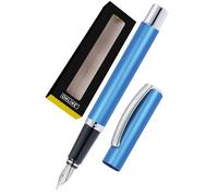 Online Fountain Pen Vision Blue | made of aluminum | Iridium nib medium | Suitable for standard ink cartridges and converters | Pen in gift box