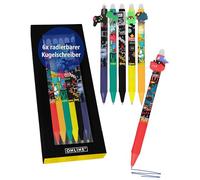 Online Gel Pens, 6 x Fun Cool Eraser Pens, Blue, 0.7 mm, Rollerball, Erasable
