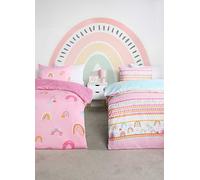 Online Home Shop Kids Pack of 2 Rainbow Print Reversible Duvet Sets White