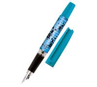 Online Learning to Write Fountain Pen with Beginner Nib A I Klexxi Blue Fountain Pen - Robust & Ergonomic I Bachelor Starter Fountain Pen Girls & Boys I Includes Blue Ink Cartridge I Made in Germany