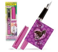 Online Learning to Write Fountain Pen with Beginner Nib A I Lovely Horse Fountain Pen - Robust & Ergonomic I Bachelor Starter for Girls & Boys I Includes Blue Ink Cartridge I Made in Germany