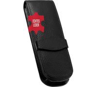 ONLINE Leather pen case, made of genuine leather, black, for two pens, slim, an