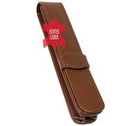 ONLINE Leather pen case, made of genuine leather, brown, for one pen, slim, an elegant accessory for him and her