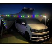 online-leds 10M Solar Powered LED Flagpole Lights/Camping/Awning String Lights Portable Stowable RGB+WW Caravan Flagpole Lights
