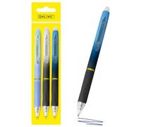 Online magiXX, 3 x Fashion Boys Erasable Gel Pen Blue Erasable with 0.7 mm Line Width, Rollerball Pen for Learning to Write, Office, Erasable Pen Set, Erasable Ballpoint Pen for Students
