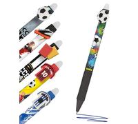 Online magiXX, 6 x Fun Soccer Eraser Pens, Gel Pens, Blue Erasable with 0.7 mm Line Width, Rollerball Pen for Learning to Write, Office, Compatible with Frixion Refill, Erasable Ballpoint Pen