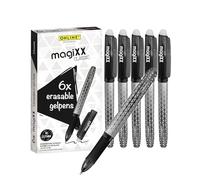 Online MagiXX Erasing Pens, 6 x Gel Pens Black with 0.7 mm Line Width, Rollerball Pen Erasable for Learning to Write & Office, Ballpoint Pen for Students, Students