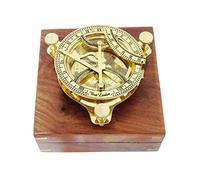 ONLINE SHOPPERS DELIGHT LTD Captain Brass Sundial Compass With Hardwood Wooden Box