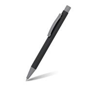 Online Soft Metal ballpoint pen, Pure Black, retractable ball pen, aluminum, replaceable refill, soft touch feeling, premium writing experience with blue writing colour, durable design colour black