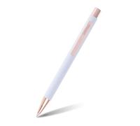 Online Soft Metal ballpoint pen, White Rose, retractable ball pen, aluminum, replaceable refill, soft touch feeling, premium writing experience with blue writing colour, durable design colour white