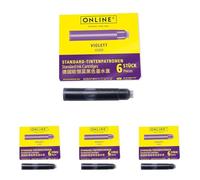 ONLINE Standard Ink cartridges, Universal Fountain Pen Ink, Compatible with All Common Standard Fountain pens, 6 Pieces, Lilac