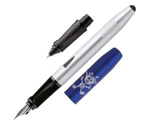 ONLINE SWITCH School Starter Set - fountain pen with extra solid nib for beginners + exchangeable rollerball grip part! Ergonomical grip part, for standard ink cartridges, with stylus tip 25023
