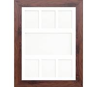 Online2Home Dark Oak Multi Aperture Collage Picture Photo Frame With White & Ivory Mount And Choice Of Mount D (White, A1 For 20x10 x1(L) 8x6 x6(P))