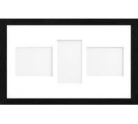 Online2Home OSUK 20x10 inch Black Picture Photo Frame with White 3 Aperture Mount for Image Size 6x4 inch LPL - Fitted with Perspex Sheet