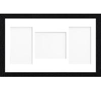 Online2Home OSUK 20x10 inch Black Picture Photo Frame with White 3 Aperture Mount for Image Size 6x4 inch PLP - Fitted with Perspex Sheet
