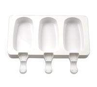 Onlineforu LTD 3 Hole Silicone Ice Cream Mould - BPA Free Non Stick Reusable Oval Popsicle Maker for Homemade Cakes & Desserts