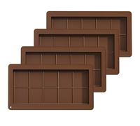 Onlineforu Ltd - 4 Pack Deep Chocolate Bar Moulds, Deep Silicone Candy Bar Molds for Stuffed Bar, Thick Chocolate Bar Molds Tea Spoon - Large