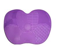 Onlineforu LTD Big Size Purple Silicone Makeup Brush Cleaning Mat - Cosmetic Brush Cleaner Pad with Multi Textured Patterns & Suction Cups - Durable, Reusable & Easy Clean Tool