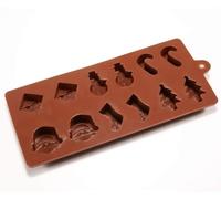 Onlineforu LTD Christmas Silicone Chocolate Mould - Festive Candy Jelly Ice Fondant Baking Tray - Non-Stick BPA Free - Santa Tree Gift Box Shapes for Cake Decorating, Wax Melts.