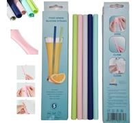 Onlineforu LTD Reusable Silicone Drinking Straws Set of Five Openable Straws for Smoothies Milkshakes Cocktails Boba Tea and Hot or Cold Drinks BPA Free and Easy to Clean