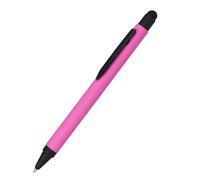 Onlinen Ballpoint Pen Aluminium Stylus Pink, Retractable Ballpoint Pen Made of Aluminium, Replaceable Large Capacity Refill, Blue Ink Colour with Soft Touch Feeling, Pen with Touchpen, Pack of 1