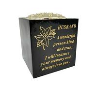 OnlineStreet Black Grave Vase Container Pot With Lid - Tight Removable Lid, Small holes on the Top of Vase - Grave Vase Container For Flower (Black and Gold, Husband) ( DF18112A)