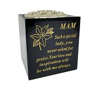 OnlineStreet Black Grave Vase Container Pot With Lid - Tight Removable Lid, Small holes on the Top of Vase - Grave Vase Container For Flower (Black and Gold, Mam) ( DF18112A)