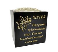 OnlineStreet Black Grave Vase Container Pot With Lid - Tight Removable Lid, Small holes on the Top of Vase - Grave Vase Container For Flower (Black and Gold, Sister) ?DF18112A