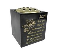 OnlineStreet Black Grave Vase Container Pot With Lid - Tight Removable Lid, Small holes on the Top of Vase - Grave Vase Container For Flower