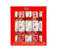 OnlineStreet - Christmas Party Crackers for Loved Ones - Family Crackers with Novelty Gifts | Pack of 10 Christmas Crackers in Assorted Colors & Designs, Xmas Gift (Santa & Friends)