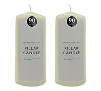OnlineStreet Church Pillar Candles / Square - Non-fragranced White with Long Burning Times of 30, 60, 90, 180 & 360 Hours Options for or Home Use (90 Hrs Burn Time, Pack 2)