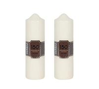 OnlineStreet Church Pillar Candles - Unscented Overdipped White Candles with Long Burning Times of 150 Hours, 24 cm Tall (Pack of 2), 7 cm