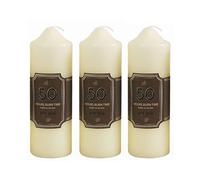 OnlineStreet Church Pillar Candles | Unscented Overdipped White Candles with Long Burning Times of 50 Hrs | 75 Hrs and 150 Hours (50 Hrs, Pack of 3)