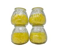 Citronella Outdoor Scented Tealight Candles, Enclosed in Glass Jars - Yellow-Coloured, Strong Insect/Pest Repellent with Long-Lasting Burning Time for Outdoor/Indoor Use (Pack of 4)