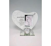 OnlineStreet David Fischhoff Special Heart-Shaped Plaques and Tealight Holders - Remembrance Memorials With Special Sentimental Messages for Your Loved Ones (Brother)