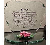 Glass Heart Plaque with Sayings Ornament for Daughter Unique Gift for Loved One | Fabulous Present for Special Ones | Premium Gift for Special Occasion One Size (Sister)