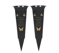 OnlineStreet Grave Flower Holders/Memorial Vases Ornaments - Plastic Grave Decorations and Memorial Gifts Engraved with Funeral Verses for your Loved Ones (Granddaughter Pk2), One Size (13659)
