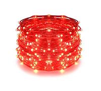 OnlineStreet Plug-in Colour Changing Fairy Lights for Indoor and Outdoor Xmas with Spacing: 8cm, Length of The Wire: 15.92m/52ft, Maximum Power: 1.6w, Bulb Rating: 2v 0.016w - (Red, 200 Lights)