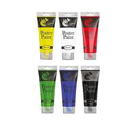 OnlineStreet Poster Paints for Kids and Adults - Chiltern Arts Paints Set for Painting Canvas; Arts and Crafts Pigments Kit Enclosing 6 Multi-Coloured Paint Tubes (Poster Colour pack of 6)