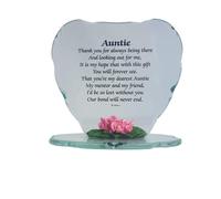 OnlineStreet Special Auntie Lovely Glass Heart Shaped Plaque Gift with Beautiful Verse Keepsake Gift | Makes a Really Thoughtful Gift for Any Occasion, Birthday, Mothers Day, Wedding, Christmas Etc,