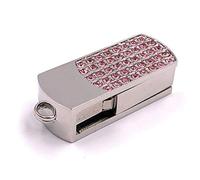 Onlineworld2013 Funny USB Stick 8 GB USB 2.0 Metal Box with Pink Stones Silver 128 GB USB 3.0