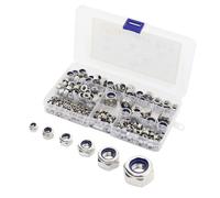 ONLISUM 300 Pcs Nylon Locknuts Assortment Kit,Stainless Steel Hex Nuts,Nylon nuts for Lock Washers Bolts Screws M3 M4 M5 M6 M8 M10
