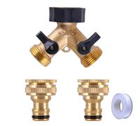ONLISUM Garden Hose Splitter, Hose Splitter 2 Way,3/4" Brass Tap Y Valve Splitter Hose Connector with Individual Switch and Two Quick Connectors