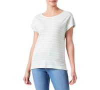 ONLY Women's Onlmay Life S/S Open Back Top Box JRS T-Shirt, Subtle Green/Stripes:Cloud Dancer (Ella), Large