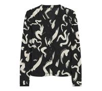 ONLY Women's Onlnova Life Vis L/S Malou Top Blouse, Black/AOP: 595 Lé Téxt, M